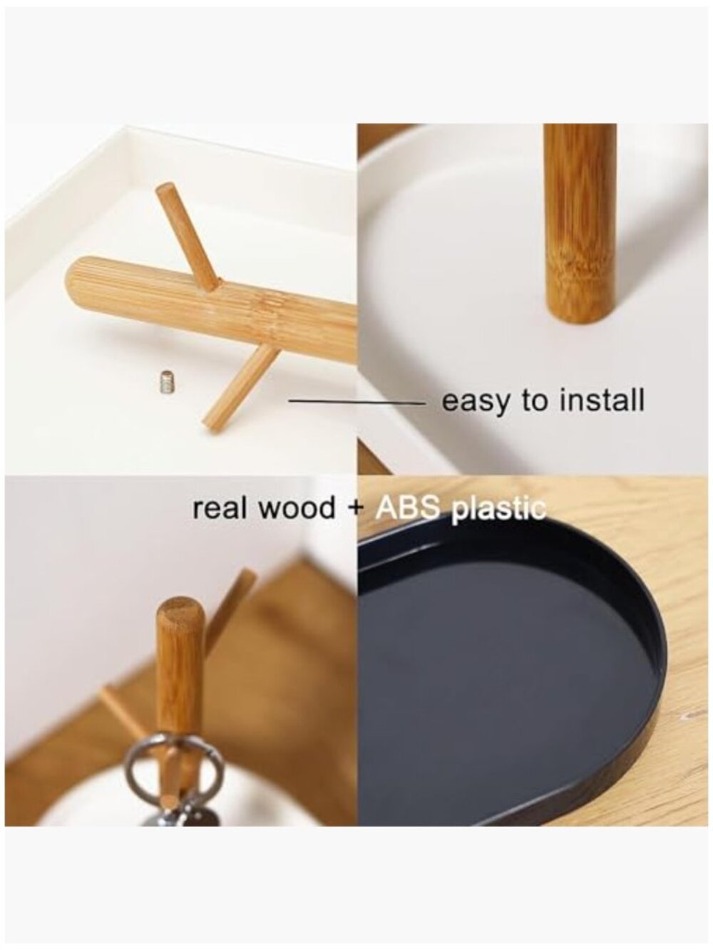 Wood and ABS Plastic Jewelry Tray with 3-Tier Hanging Organizer - Picture 5 of 7